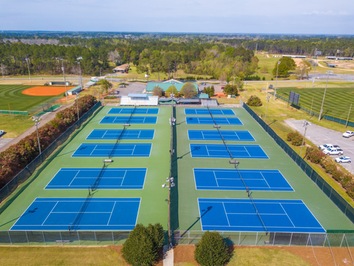Aerial view of the ABAC tennis courts.